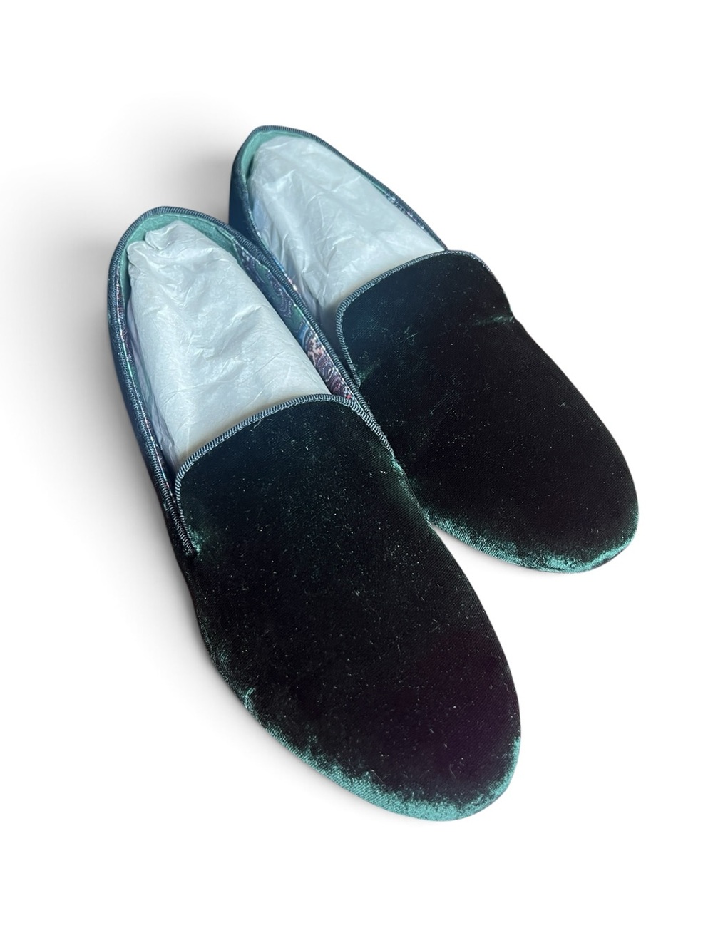 Birdies Starling Green Velvet Slip-On Flat Loafers Memory Foam Women’s 7.5